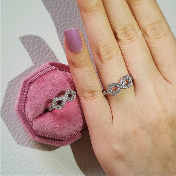 New 925 Silver Infinity Love Diamond Ring - Picture 2 of 3